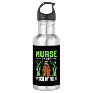 Krankenschwester bei Tag, Hexe bei Nacht Halloween Edelstahlflasche