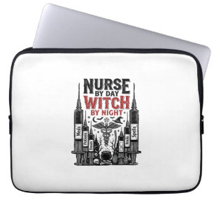 Krankenschwester bei Tag, Hexe bei Nacht Halloween Laptopschutzhülle