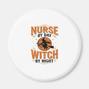 Krankenschwester bei Tag, Hexe bei Nacht Halloween Magnet