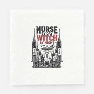 Krankenschwester bei Tag, Hexe bei Nacht Halloween Serviette