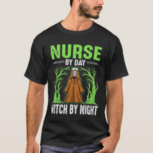 Krankenschwester bei Tag, Hexe bei Nacht Halloween T-Shirt