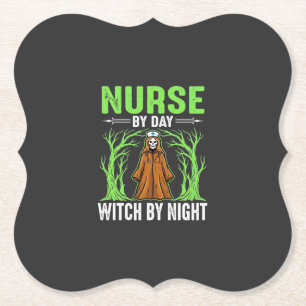 Krankenschwester bei Tag, Hexe bei Nacht Halloween Untersetzer