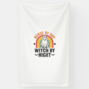 Krankenschwester bei Tag, Hexe bei Nacht, Vintage- Banner