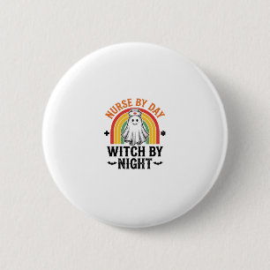 Krankenschwester bei Tag, Hexe bei Nacht, Vintage- Button