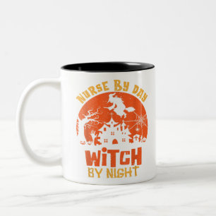 Krankenschwester bei Tag, Hexe bei Nacht Vintage H Zweifarbige Tasse