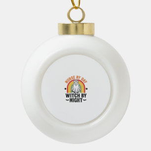 Krankenschwester bei Tag, Hexe bei Nacht, Vintage- Keramik Kugel-Ornament