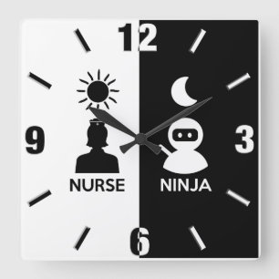 Krankenschwester bis zum Tag Ninja bis zum Nacht Quadratische Wanduhr