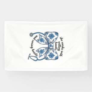 Krankenschwester Blumen-Schleife Stethoskop Vintag Banner