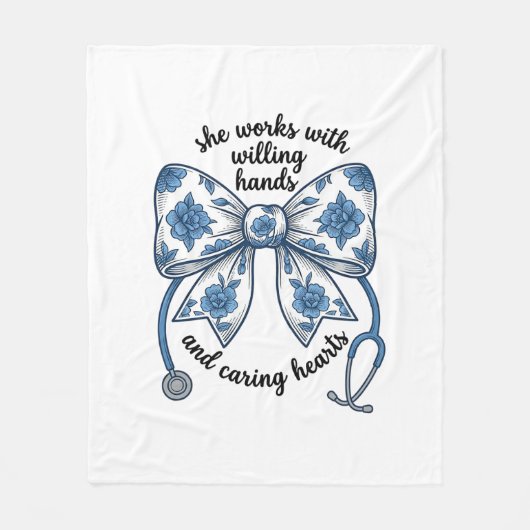 Krankenschwester Blumen-Schleife Stethoskop Vintag Fleecedecke (Vorderseite)
