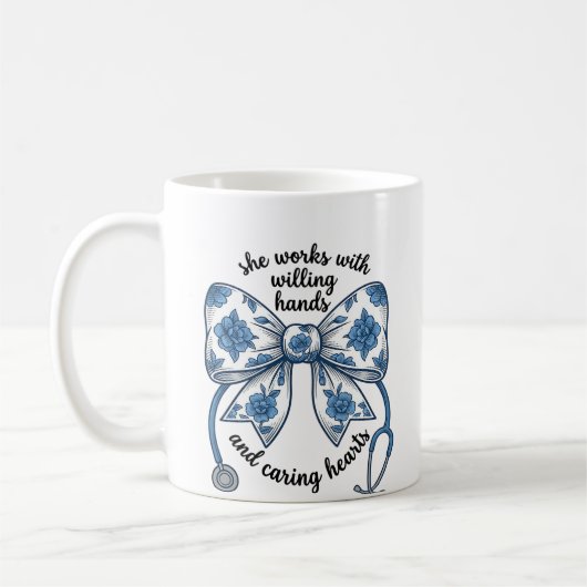 Krankenschwester Blumen-Schleife Stethoskop Vintag Kaffeetasse (Links)
