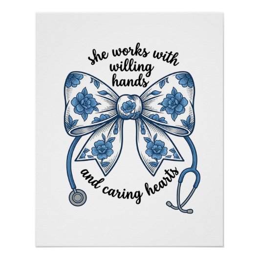 Krankenschwester Blumen-Schleife Stethoskop Vintag Poster (Vorderseite)