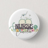 Krankenschwester Blumengarten Ihr Name Button (Vorderseite)