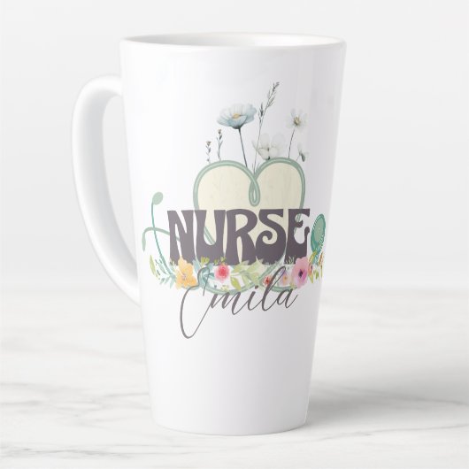 Krankenschwester Blumengarten Ihr Name Milchtasse (Linke Ecke)