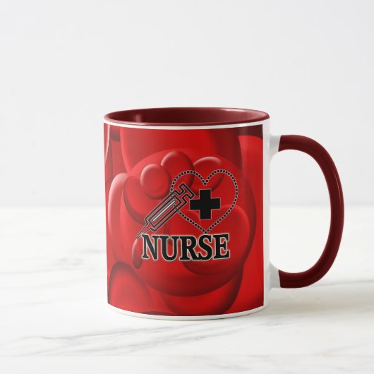 KRANKENSCHWESTER-BLUTZELLE-SPRITZE-HERZ-LOGO TASSE (Rechts)