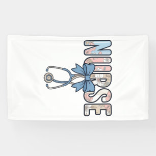Krankenschwester-Bow-Stethoskop Vintage-Blumenmust Banner