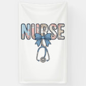 Krankenschwester-Bow-Stethoskop Vintage-Blumenmust Banner (Vertikal)