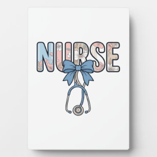 Krankenschwester-Bow-Stethoskop Vintage-Blumenmust Fotoplatte