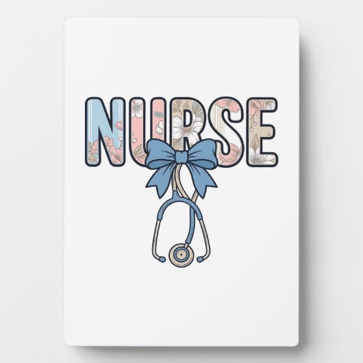 Krankenschwester-Bow-Stethoskop Vintage-Blumenmust Fotoplatte (Vorderseite)