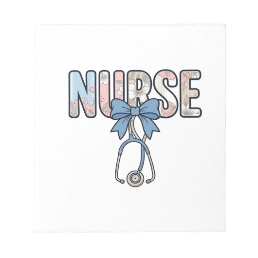 Krankenschwester-Bow-Stethoskop Vintage-Blumenmust Notizblock (Vorderseite)