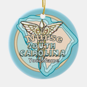Krankenschwester Caduceus aus South Carolina Keramik Ornament