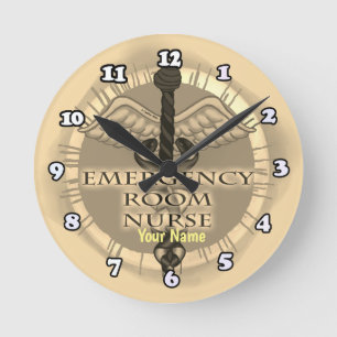 Krankenschwester Caduceus Runde Wanduhr