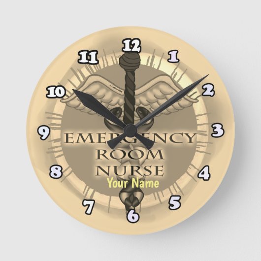 Krankenschwester Caduceus Runde Wanduhr (Vorderseite)