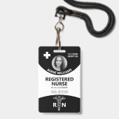 Krankenschwester Caduceus schwarz-weiß-Foto-ID Ausweis (Vorderseite mit Lanyard)