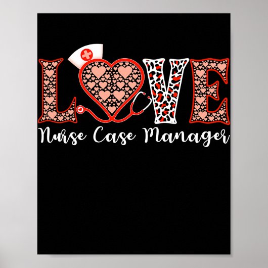 Krankenschwester Case Manager Liebe Herz Stethosko Poster (Vorne)