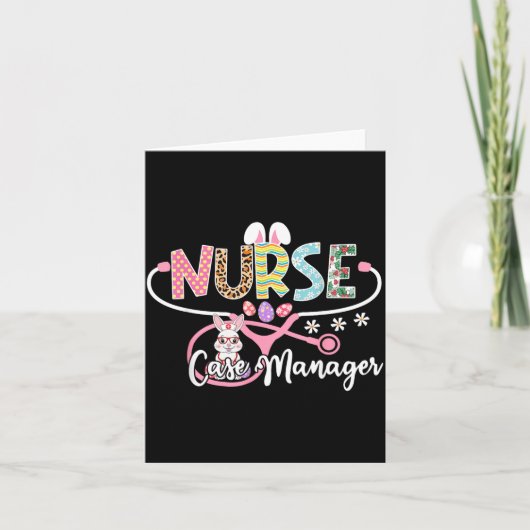 Krankenschwester Case Manager Osterhase Ei Stethos Karte (Vorderseite)