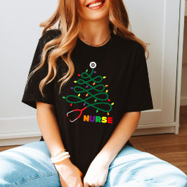 Krankenschwester Crew: Stethoscope Tree Weihnachts T-Shirt
