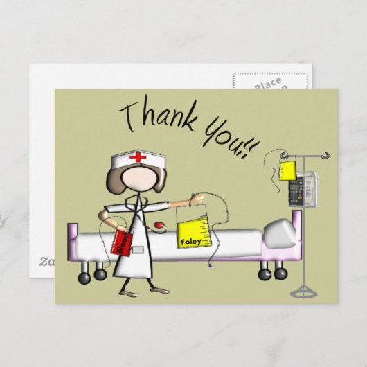 Krankenschwester "Danke" Geschenke Postkarte (Vorne/Hinten)