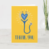 Krankenschwester Danke Stethoscope Blue Yellow Dan Karte (Vorderseite)