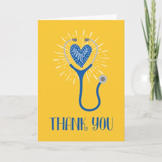Krankenschwester Danke Stethoscope Blue Yellow Dan Karte (Vorderseite)