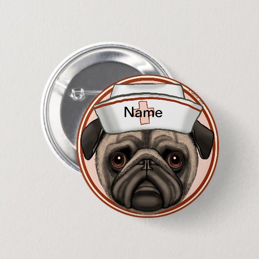 Krankenschwester des Mops Button (Vorne & Hinten)