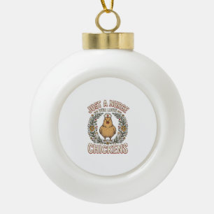Krankenschwester, die Hühner liebt Vintage-Shirt-D Keramik Kugel-Ornament