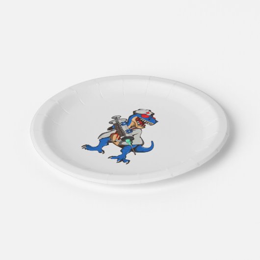 Krankenschwester Dinosaurier Krankenschwester Pappteller (Schrägansicht)