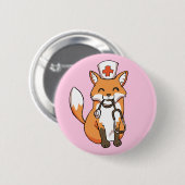 Krankenschwester Doctor Fox Zeichne Niedliches ros Button (Vorne & Hinten)