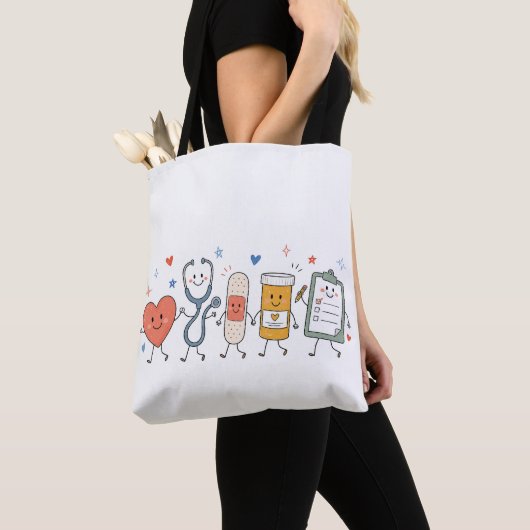 Krankenschwester Doodle Zurück zur Schule Geschenk Tasche (Von Nahem)