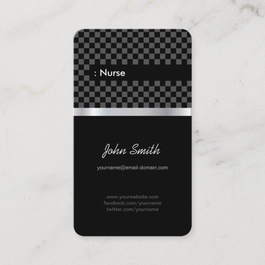Krankenschwester - Eleganter schwarzer Checkered Visitenkarte (Vorderseite)
