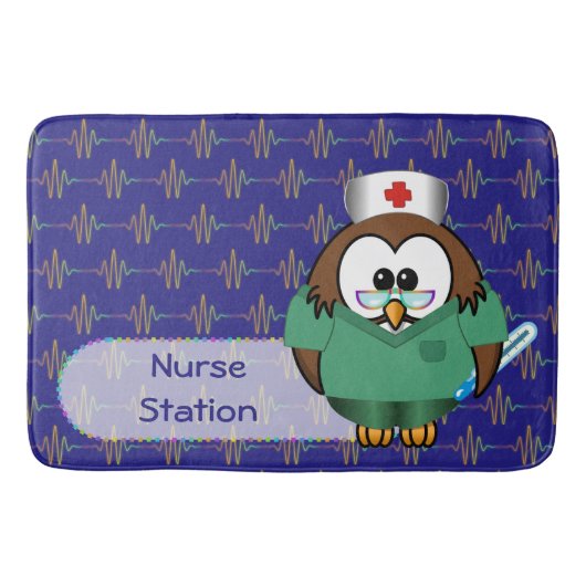 Krankenschwester Eule Badematte (Vorderseite)