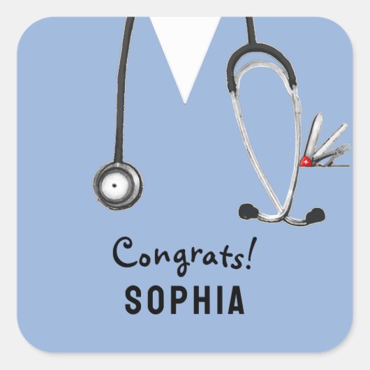 Krankenschwester-Examens-Glückwünsche Quadratischer Aufkleber (Vorderseite)