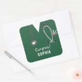 Krankenschwester-Examens-Gratulation Quadratischer Aufkleber (Umschlag)