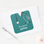 Krankenschwester-Examens-Gratulation Quadratischer Aufkleber (Umschlag)