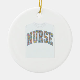 Krankenschwester Floral Varsity-Lettering-Shirt-De Keramik Ornament