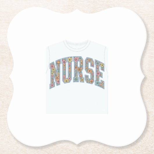 Krankenschwester Floral Varsity-Lettering-Shirt-De Untersetzer (Vorderseite)