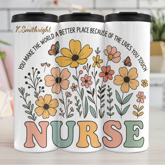 Krankenschwester Florales Inspirationsdesign Thermosbecher