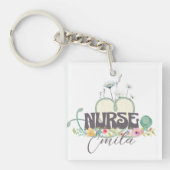 Krankenschwester Floralgarten Ihr Name Schlüsselanhänger (Vorderseite)