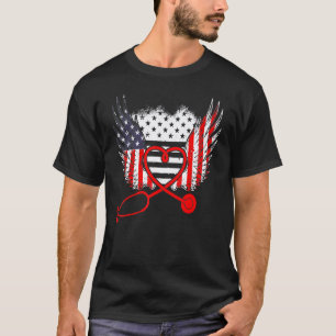 Krankenschwester Flügel USA-Flagge 4. Juli T-Shirt