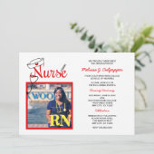 Krankenschwester-Foto-Abschluss, der Feier/Rot Einladung (Stehend Vorderseite)