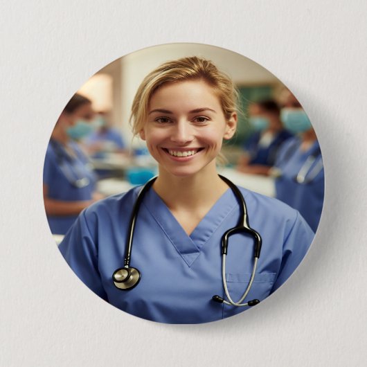 Krankenschwester-Foto anpassen personalisieren Button (Vorderseite)